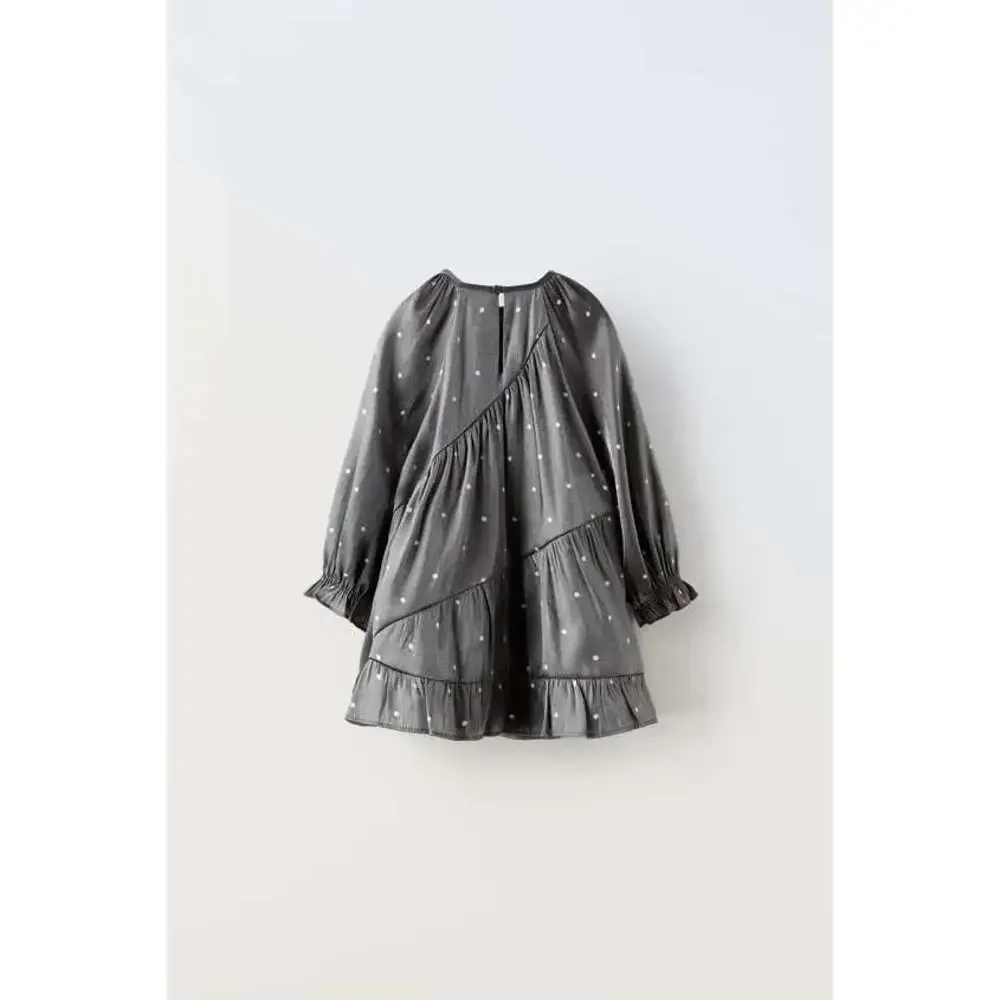 SHIMMERY TIERED POLKA DOT DRESS